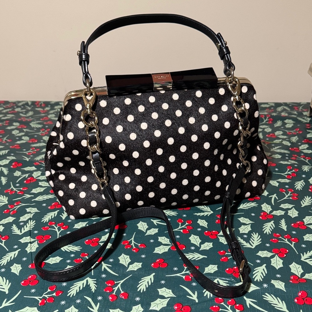 Kate Spade New York Black and White Cow Hide Polka Dot Shoulder Bag